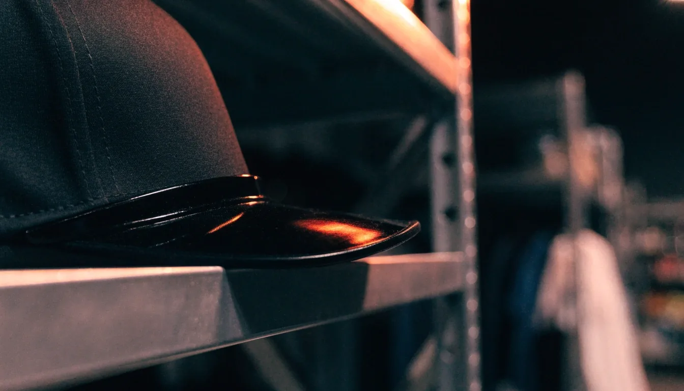 Détail de la visière et du tissu technique d'une casquette de running