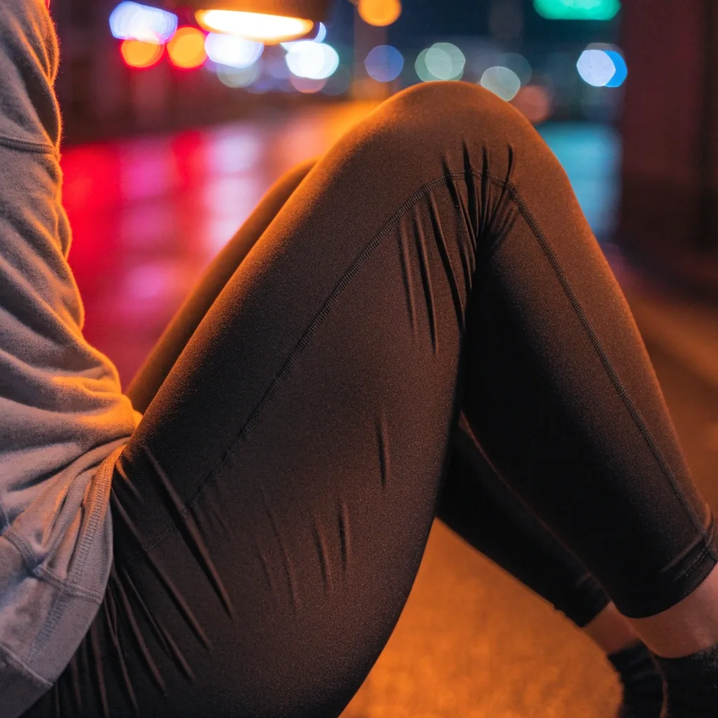 Legging de sport sculptant porté au quotidien sous un t-shirt technique