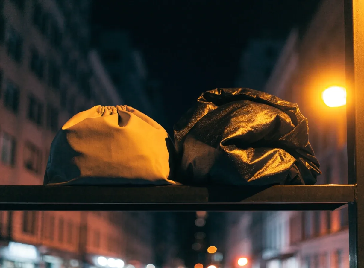 Polaire pliée en volume compact à côté d'un sac de sport