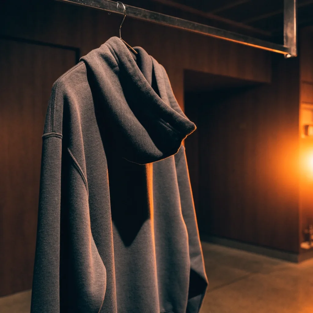 Sweat technique à capuche suspendu à un cintre